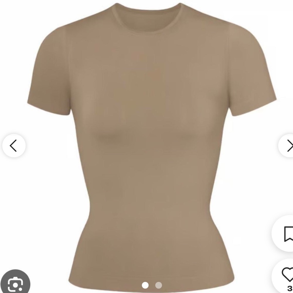 Skims seamless khaki green shirt short sleeve Medium